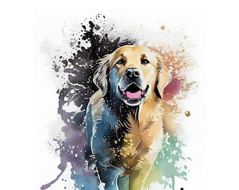 Golden Retriever Watercolor Art Print, Dog Lover Gift (digital Download ...