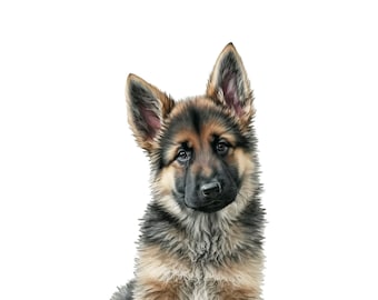 Watercolor German Shepherd Art Print, Dog Lover Gift (Digital Download)