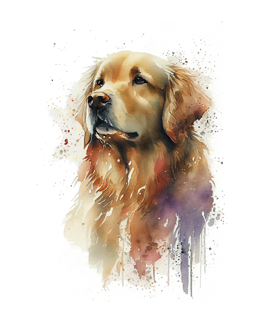 Watercolor Golden Retriever Art Print, Dog Lover Wall Decor (digital ...