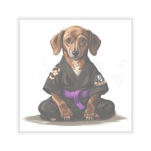 Martial Art Dachshund Hot Dog Puppy - Jiu Jitsu BJJ Judo Karate - Decal Sticker