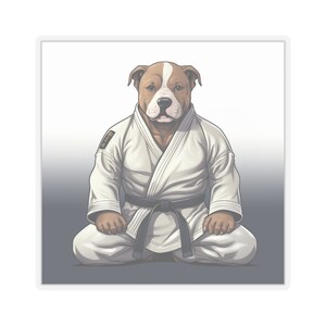 Martial Arts Pit Bull Dog Puppy - Jiu Jitsu BJJ Judo Karate - Decal Sticker