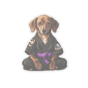 Martial Art Dachshund Hot Dog Puppy - Jiu Jitsu BJJ Judo Karate - Decal Sticker