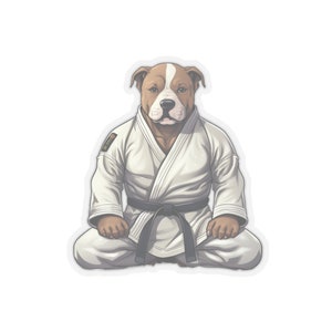 Martial Arts Pit Bull Dog Puppy - Jiu Jitsu BJJ Judo Karate - Decal Sticker