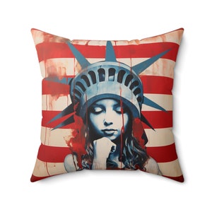 Young Lady Liberty - Statue of Liberty - Spun Polyester Square Pillow