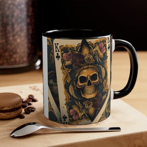 King of Clubs Skull Poker koffiemok, 11oz