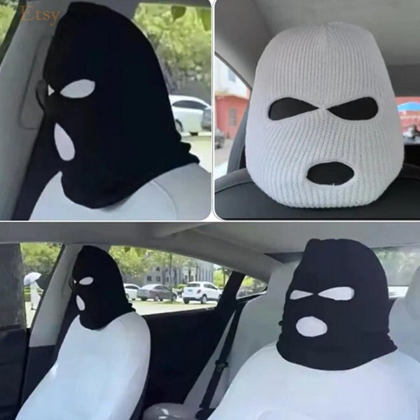 Halloween Car Seat Cover: Masked Person Knitted Headgear