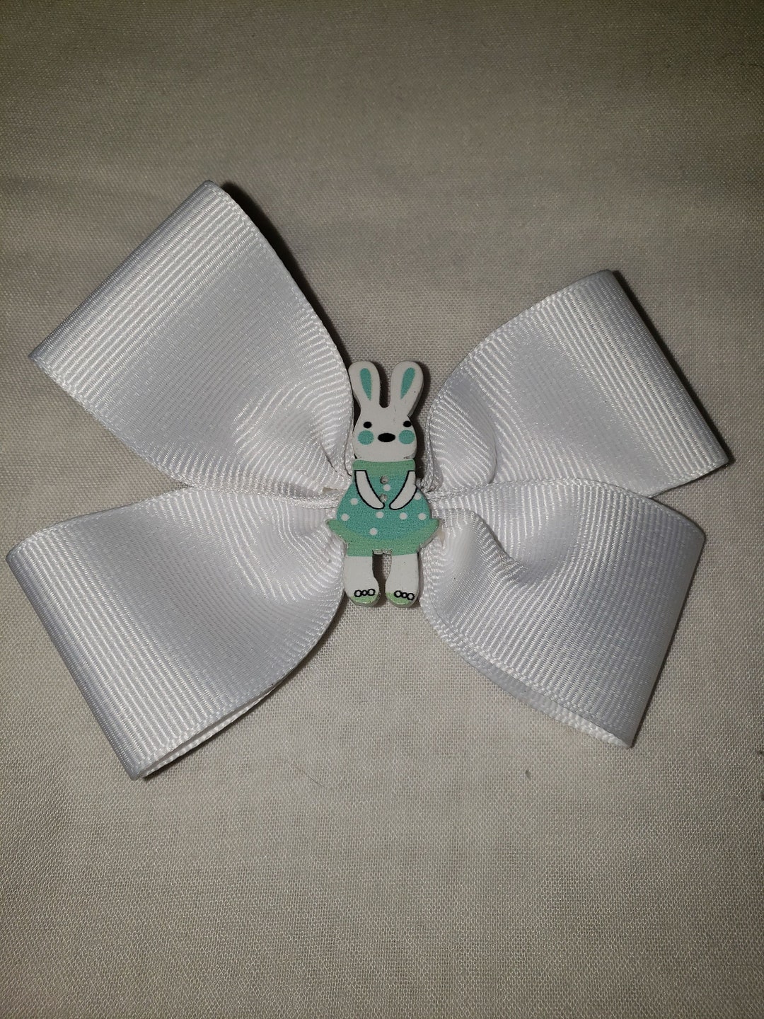 Hair Bow. White 4 Inch Grosgrain Ribbon Hair Bow on Alligator Clip. - Etsy