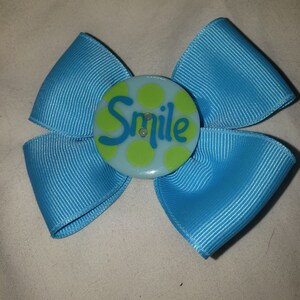 Hair bow. Light blue grosgrain ribbon 3 1/2 inch hair bow on alligator clip