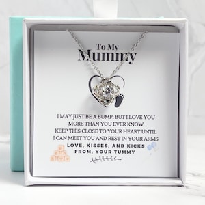 Presente para mãe de primeira viagem, colar com cartão de mensagem, presentes para barriga de grávida, joias para presente de mãe de primeira viagem, presente para mãe de primeira viagem, ideia de presente para mãe de primeira viagem, 14k