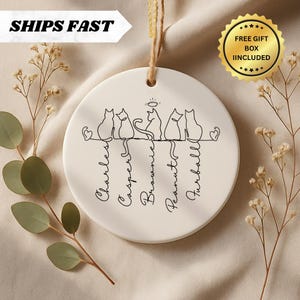 Personalized Cat Ornament, Custom Cat Lover Gift, Pet Memorial Ornament, Cats with or without Halo • Cat Mom Gift • Cat Family Keepsake