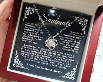 To My Soulmate Necklace – Romantic Gift for Her, Soulmate Jewelry, Anniversary Gift, Valentine’s Day Necklace for Wife or Girlfriend, 14k