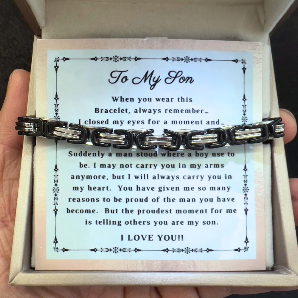Adjustable "To My Son" Bracelet - Inspirational Gift From Mom Or Dad, Stainless Steel Bangle
