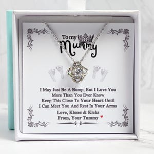 Presente para mamãe de primeira viagem, colar com cartão de mensagem, presentes para a barriga de grávida, presente para nova mamãe, joias para presente de nova mamãe, ideia de presente para nova mamãe, 14k