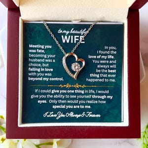 To My Wife Necklace Gift From Husband, Wife Gift For Anniversary w Message Card & Gift box, Romantic Gifts For Her, Valentine&#39;s Day Birthday