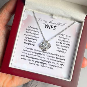 To My Wife Necklace Gift From Husband w Message Card & Gift box, Wife Gift For Anniversary, Valentine&#39;s Day Birthday, Romantic Gifts For Her