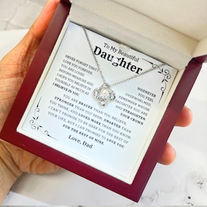 To My Daughter Necklace Gift From Dad, Daughter Gift, Inspirational Strength Gift, Daughter Necklace, Love Knot, 14k Sentimental Gift