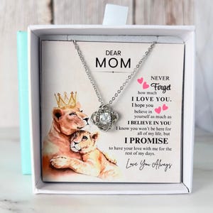 Colar para minha mãe, ideia de presente para o Dia das Mães, presente para mãe de filho, filha, presente para o Dia das Mães de filha, presente de aniversário para mãe, ouro branco 14k