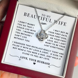 To My Wife Necklace Gift From Husband w Message Card & Gift box, Wife Gift For Anniversary, Romantic Gifts For Her, Valentine&#39;s Day Birthday