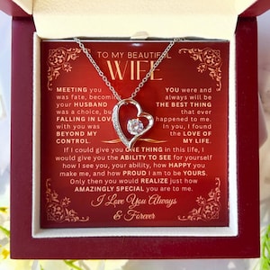 To My Wife Necklace Gift From Husband, Wife Gift For Anniversary w Message Card & Gift box, Romantic Gifts For Her, Valentine&#39;s Day Birthday