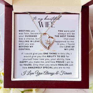 To My Wife Necklace Gift From Husband, Wife Gift For Anniversary w Message Card & Gift box, Romantic Gifts For Her, Valentine&#39;s Day Birthday