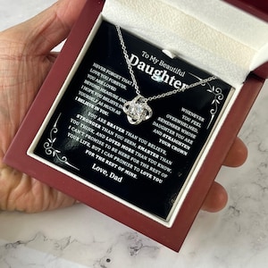 To My Daughter Necklace Gift From Dad, Daughter Gift, Inspirational Strength Gift, Daughter Necklace, Love Knot, 14k Sentimental Gift