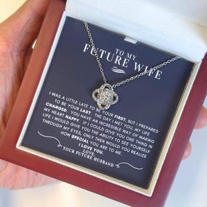 Para minha futura esposa colar presente do marido com cartão de mensagem e caixa de presente, presentes românticos para noivo presente para aniversário, dia dos namorados, aniversário