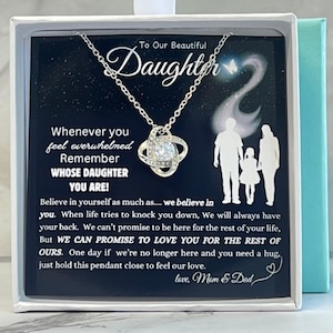 Collar para mi hija, regalo de mamá, papá, regalo para hija, fuerza inspiradora, tarjeta con mensaje de joyería para hija, regalo sentimental