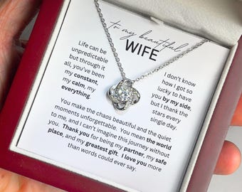 夫から妻へのネックレスギフト、メッセージカードとギフトボックス付き、記念日、バレンタインデーの誕生日、彼女へのロマンチックなギフト