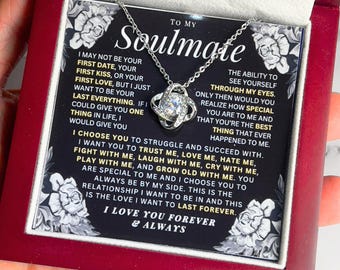 To My Soulmate Necklace, Anniversary Gift, Romantic Gift for Her, Soulmate Jewelry, 14k Valentine’s Day Necklace for Wife or Girlfriend
