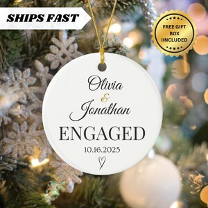 Personalized Christmas Engaged Ornament 2025, Couples Keepsake Gift Wedding ornament, Custom Engagement Ornament with Names & Date