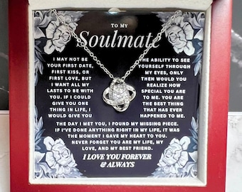 To My Soulmate Necklace – Romantic Gift for Her, Soulmate Jewelry, Anniversary Gift, Valentine’s Day Necklace for Wife or Girlfriend, 14k
