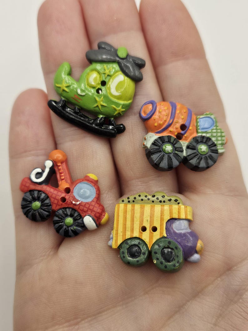 Adorable Set of 4 Childrens Colorful Cartoon CONSTRUCTION VEHICLE