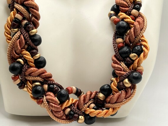 Vintage 80s 90s Unique Extra Chunky BEADED CORD N… - image 7