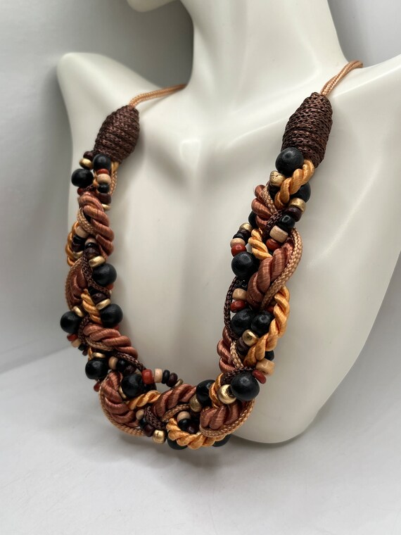 Vintage 80s 90s Unique Extra Chunky BEADED CORD N… - image 3