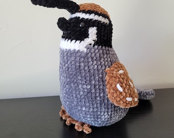 Crocheted Quail Plushie: Southwest Home Decor