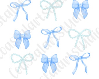 Laços de coquete azul PNG feminino design formal de sublimação fitas azuis gráfico moderno para camisetas sacolas copos etc.
