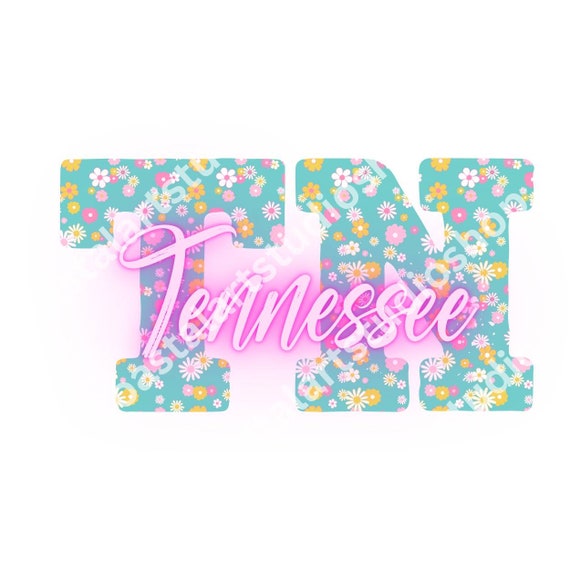 Tennessee Retro Floral PNG blue pink floral tennessee sublimation design tn vols graphic for tshirts tote bags tumblers tennessee png
