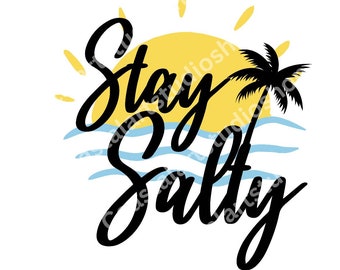 Stay Salty PNG SVG ビーチライフ昇華デザイン、夏のPNG、海の波の太陽の光のグラフィック、シャツ、タンブラー、ステッカー用
