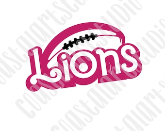 Roze leeuwen voetbal PNG sublimatie ontwerp hete roze leeuwen afbeeldingen voor t-shirts draagtassen tuimelaars etc mascotte png barbiecore lettertype