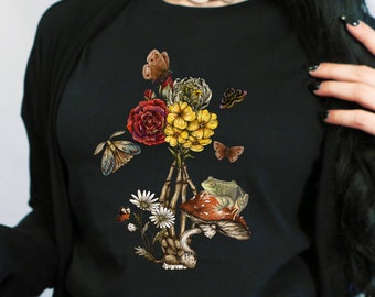 Dark academia Cottagecore PNG mushroom toad frog moth butterfly sublimation design for shirts tumblers stickers goth aesthetic graphic