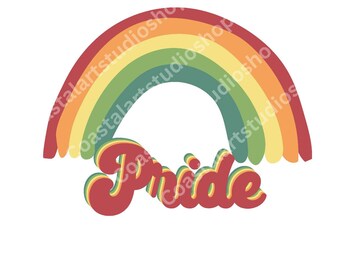 Retro PRIDE PNG Regenbogen digitaler Download Sublimation Design lgbtqia Stolz Unterstützung der Menschenrechte Liebe ist Liebe Grafik