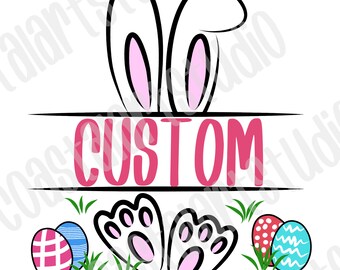 Easter custom PNG, personalized Easter bunny graphic, Easter monogram, Easter clipart