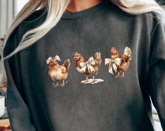 Chicken PNG Coquette cottagecore sublimation design pink bow chicken Mom graphic farm life design