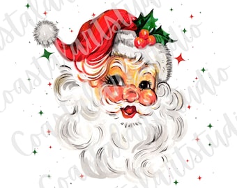 Retro Santa PNG vintage Christmas sublimation design
