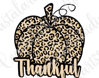 Dankbar Leopard Kürbis PNG Thanksgiving Sublimation Design Gepard Kürbis Clipart