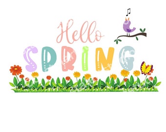 Hello Spring PNG SVG digital download sublimation png spring Easter floral png file