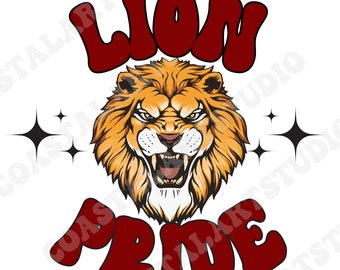 Lion Pride PNG Löwen Sublimation Design Sport Maskottchen png Team Grafik für T-Shirts Tragetaschen Becher etc Fußball Basketball png
