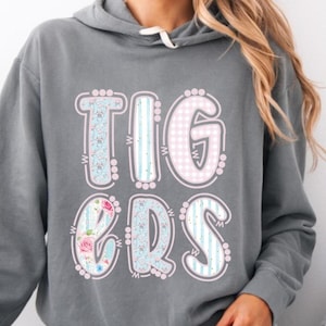 Tigers PNG Grandmillennial coquette preppy sublimation design team spirit pastel digital graphic