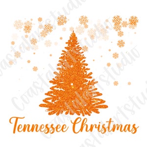 Tennessee Christmas PNG tn vols Kerst sublimatie ontwerp oranje fonkelende boom