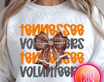 Tennessee Vols PNG football coquette bow ut vols Orange white sublimation design college gameday digital download